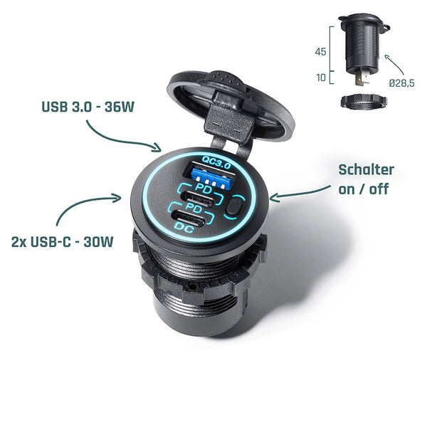 USB-Steckdose 96W 12V/24V